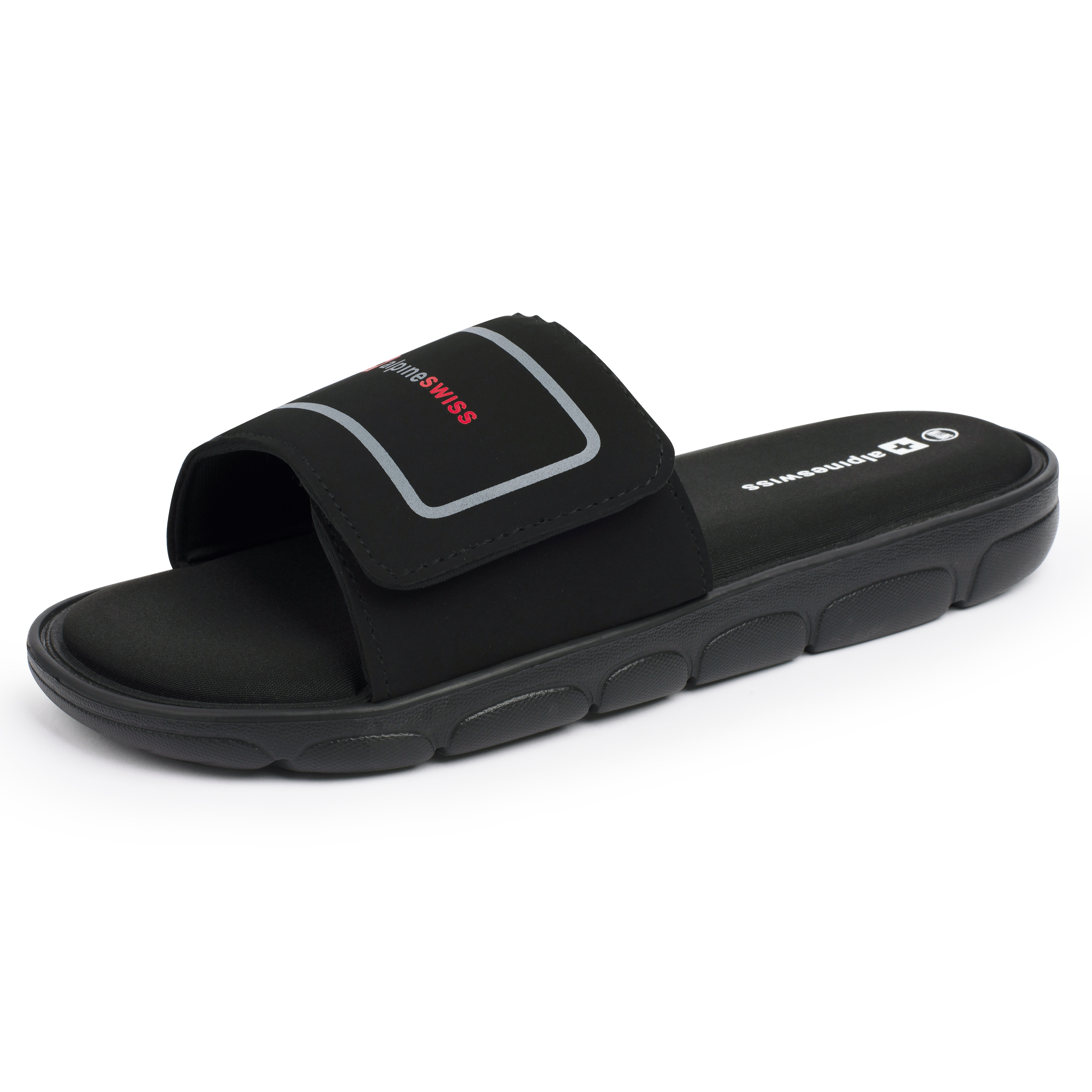 Alpine Swiss Gabe Mens Memory Foam Slide Sandals Adjustable Comfort